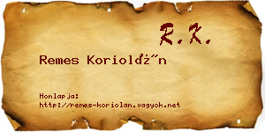 Remes Koriolán névjegykártya